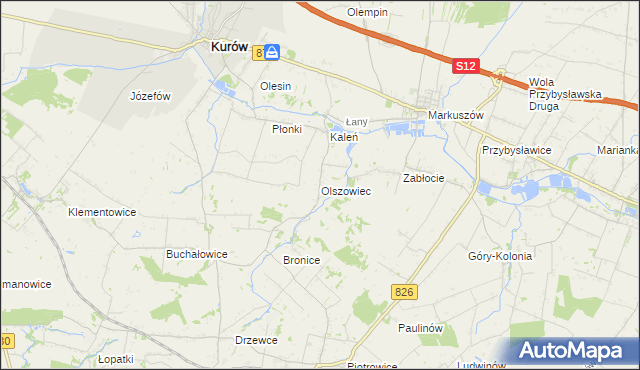 mapa Olszowiec gmina Markuszów, Olszowiec gmina Markuszów na mapie Targeo