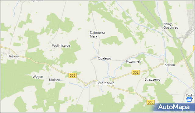 mapa Opalewo, Opalewo na mapie Targeo