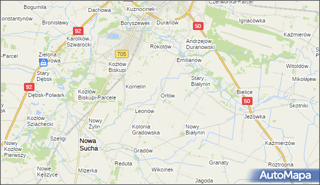 mapa Orłów gmina Nowa Sucha, Orłów gmina Nowa Sucha na mapie Targeo