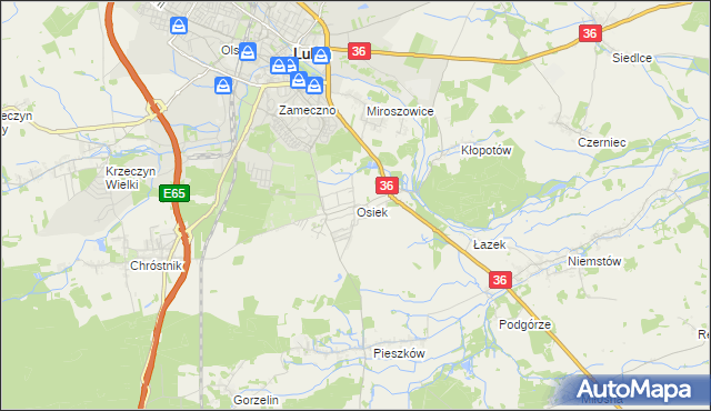 mapa Osiek gmina Lubin, Osiek gmina Lubin na mapie Targeo