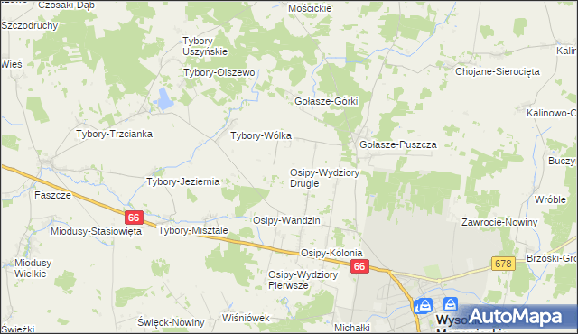 mapa Osipy-Wydziory Drugie, Osipy-Wydziory Drugie na mapie Targeo