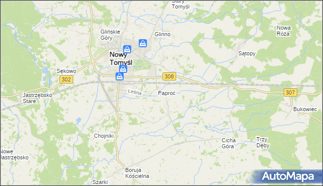 mapa Paproć, Paproć na mapie Targeo