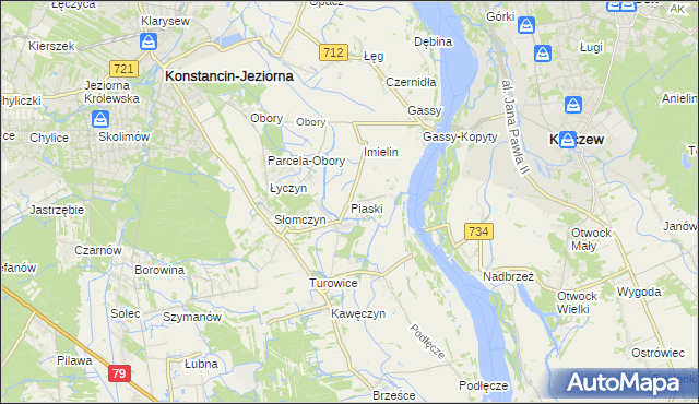 mapa Piaski gmina Konstancin-Jeziorna, Piaski gmina Konstancin-Jeziorna na mapie Targeo