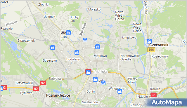 mapa Piątkowo gmina Poznań, Piątkowo gmina Poznań na mapie Targeo