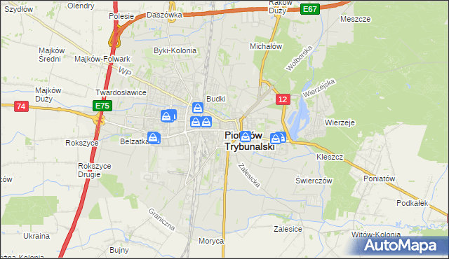 mapa Piotrków Trybunalski, Piotrków Trybunalski na mapie Targeo