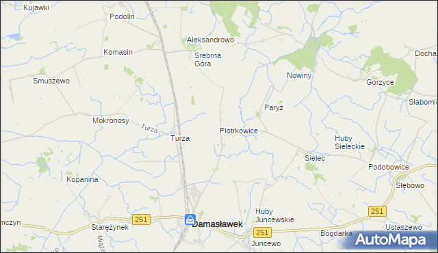 mapa Piotrkowice gmina Damasławek, Piotrkowice gmina Damasławek na mapie Targeo