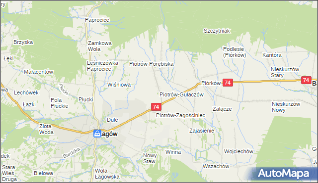 mapa Piotrów-Gułaczów, Piotrów-Gułaczów na mapie Targeo