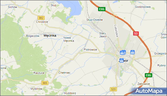 mapa Piotrowice gmina Męcinka, Piotrowice gmina Męcinka na mapie Targeo