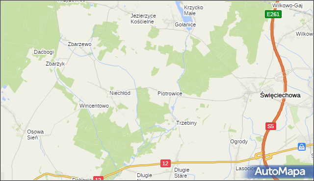 mapa Piotrowice gmina Święciechowa, Piotrowice gmina Święciechowa na mapie Targeo