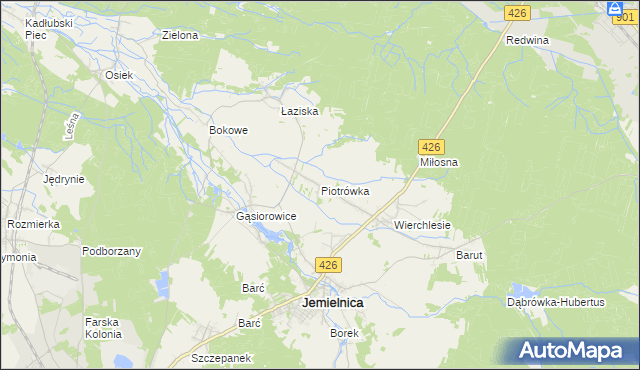 mapa Piotrówka gmina Jemielnica, Piotrówka gmina Jemielnica na mapie Targeo