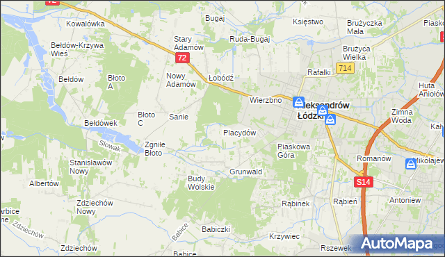 mapa Placydów, Placydów na mapie Targeo