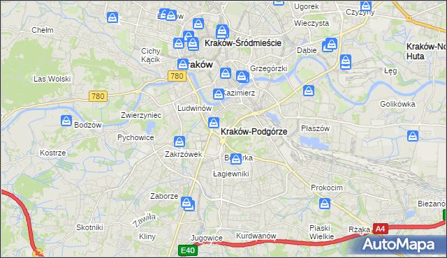 mapa Podgórze gmina Kraków, Podgórze gmina Kraków na mapie Targeo