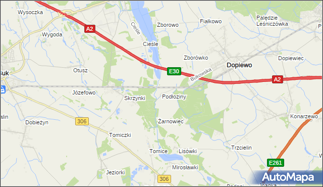 mapa Podłoziny, Podłoziny na mapie Targeo