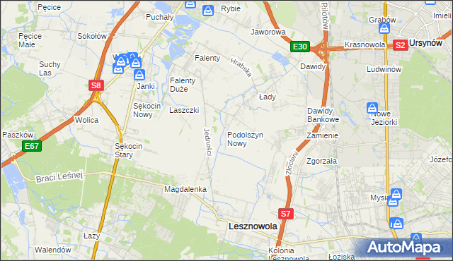 mapa Podolszyn Nowy, Podolszyn Nowy na mapie Targeo