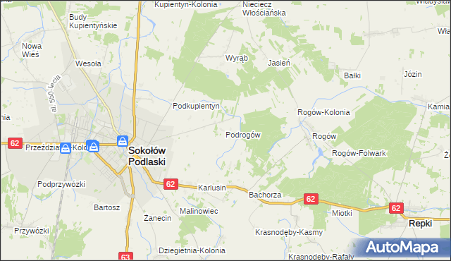 mapa Podrogów, Podrogów na mapie Targeo