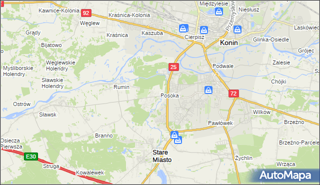 mapa Posoka gmina Stare Miasto, Posoka gmina Stare Miasto na mapie Targeo