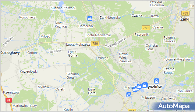 mapa Postęp, Postęp na mapie Targeo