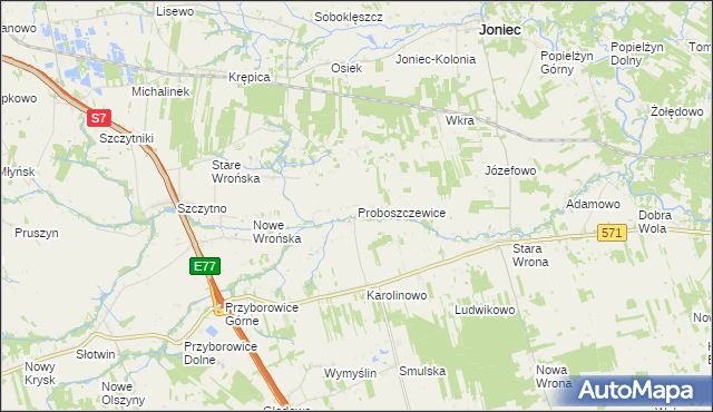 mapa Proboszczewice, Proboszczewice na mapie Targeo