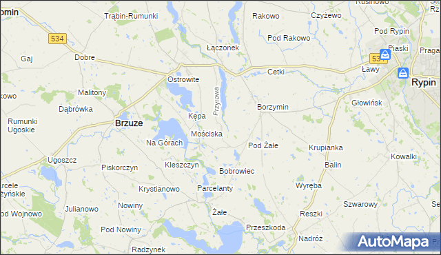 mapa Przyrowa gmina Brzuze, Przyrowa gmina Brzuze na mapie Targeo