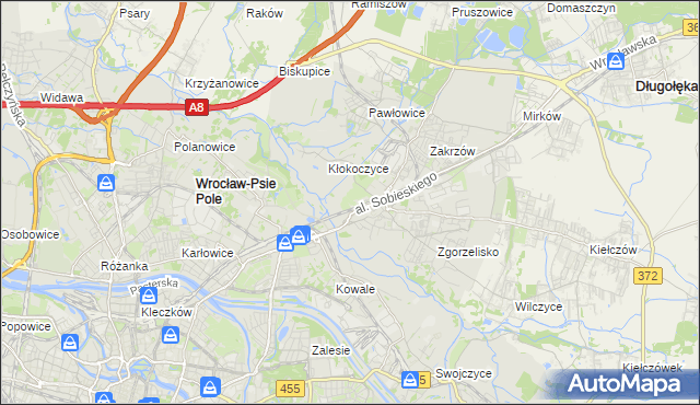 mapa Psie Pole gmina Wrocław, Psie Pole gmina Wrocław na mapie Targeo