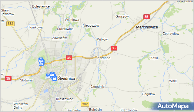 mapa Pszenno, Pszenno na mapie Targeo