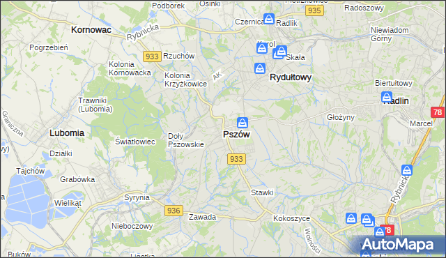 mapa Pszów, Pszów na mapie Targeo