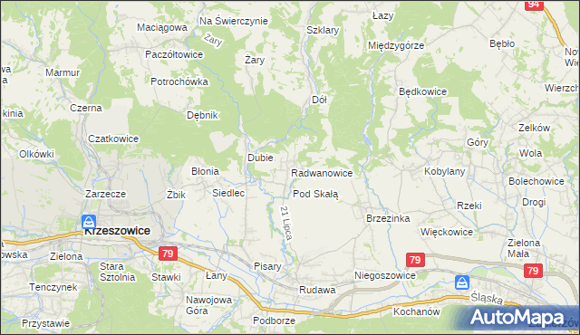mapa Radwanowice, Radwanowice na mapie Targeo