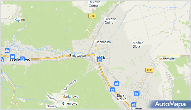 mapa Reda, Reda na mapie Targeo