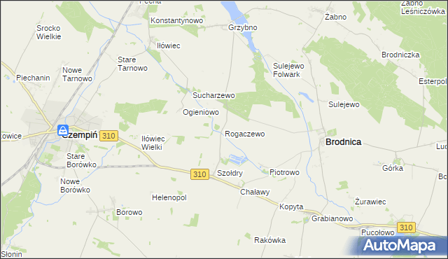 mapa Rogaczewo gmina Brodnica, Rogaczewo gmina Brodnica na mapie Targeo