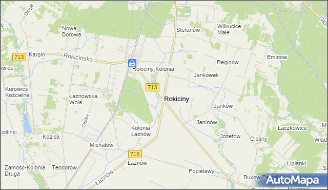 mapa Rokiciny powiat tomaszowski, Rokiciny powiat tomaszowski na mapie Targeo