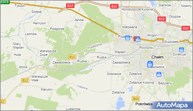 mapa Rudka gmina Chełm, Rudka gmina Chełm na mapie Targeo