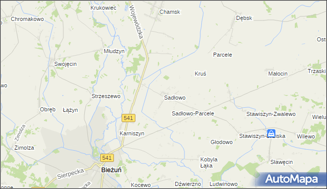 mapa Sadłowo gmina Bieżuń, Sadłowo gmina Bieżuń na mapie Targeo
