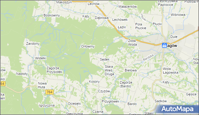 mapa Sędek gmina Łagów, Sędek gmina Łagów na mapie Targeo