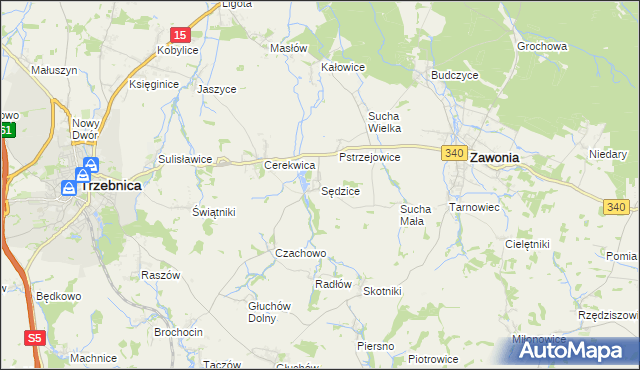 mapa Sędzice gmina Zawonia, Sędzice gmina Zawonia na mapie Targeo