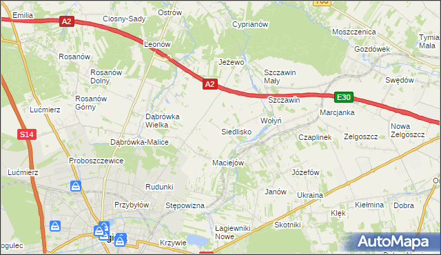 mapa Siedlisko gmina Zgierz, Siedlisko gmina Zgierz na mapie Targeo
