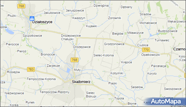 mapa Sielec-Kolonia, Sielec-Kolonia na mapie Targeo