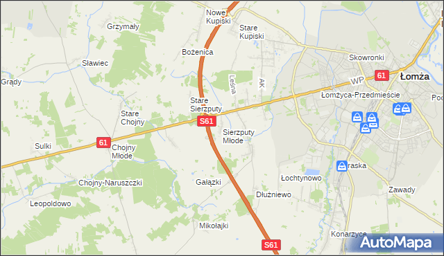 mapa Sierzputy Młode, Sierzputy Młode na mapie Targeo