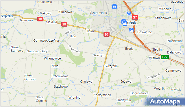 mapa Skarżyn gmina Płońsk, Skarżyn gmina Płońsk na mapie Targeo
