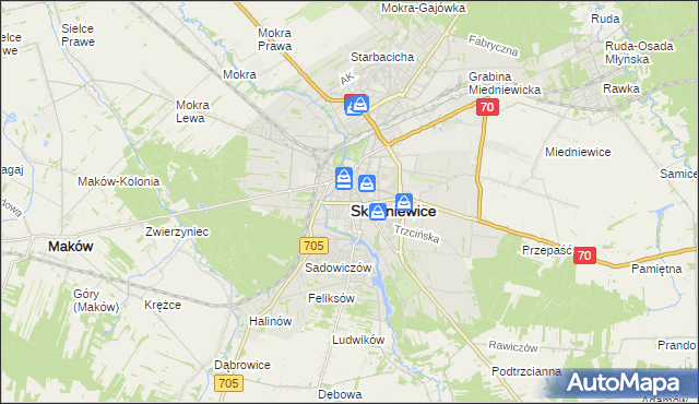 mapa Skierniewic, Skierniewice na mapie Targeo