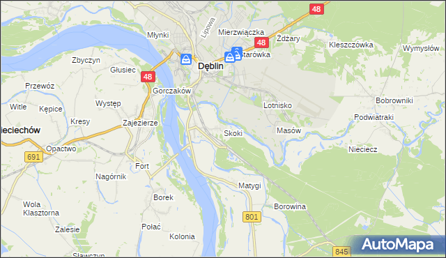 mapa Skoki gmina Puławy, Skoki gmina Puławy na mapie Targeo