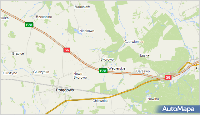 mapa Skórowo, Skórowo na mapie Targeo