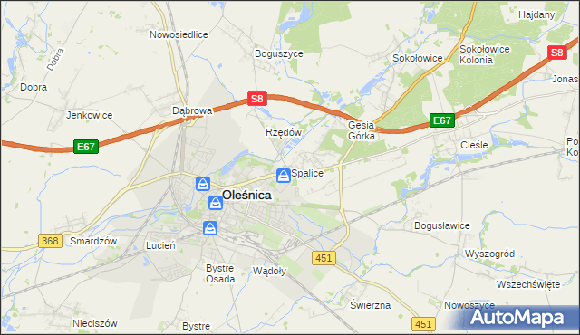 mapa Spalice, Spalice na mapie Targeo