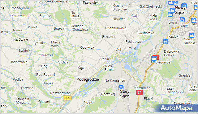 mapa Stadła, Stadła na mapie Targeo