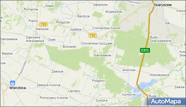 mapa Stanisławów gmina Skaryszew, Stanisławów gmina Skaryszew na mapie Targeo