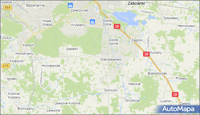 mapa Stanisławowo gmina Juchnowiec Kościelny, Stanisławowo gmina Juchnowiec Kościelny na mapie Targeo