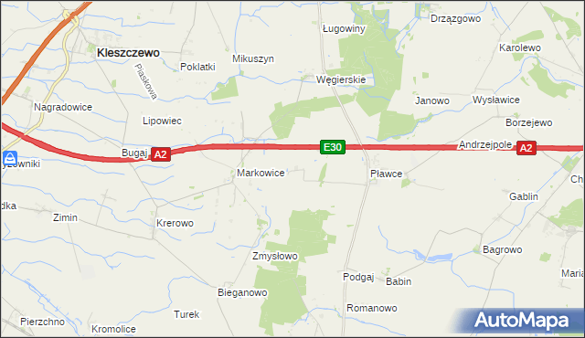 mapa Staniszewo gmina Środa Wielkopolska, Staniszewo gmina Środa Wielkopolska na mapie Targeo
