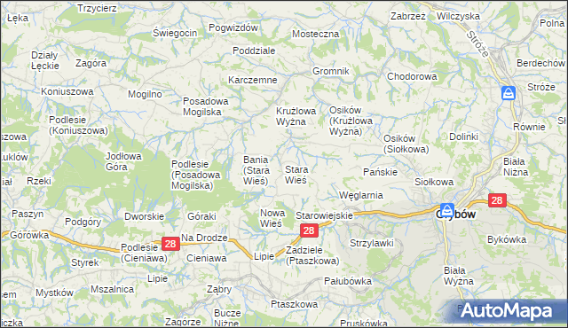 mapa Stara Wieś gmina Grybów, Stara Wieś gmina Grybów na mapie Targeo