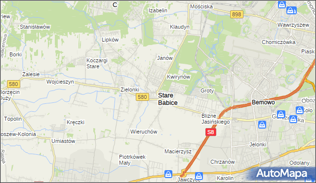 mapa Stare Babice, Stare Babice na mapie Targeo