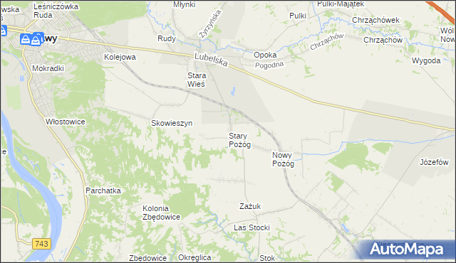 mapa Stary Pożóg, Stary Pożóg na mapie Targeo