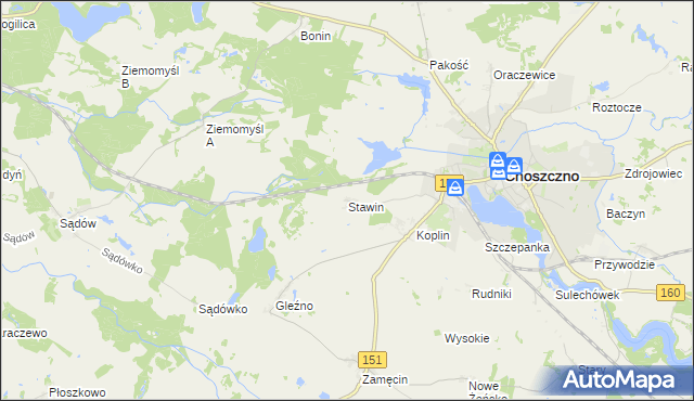 mapa Stawin, Stawin na mapie Targeo